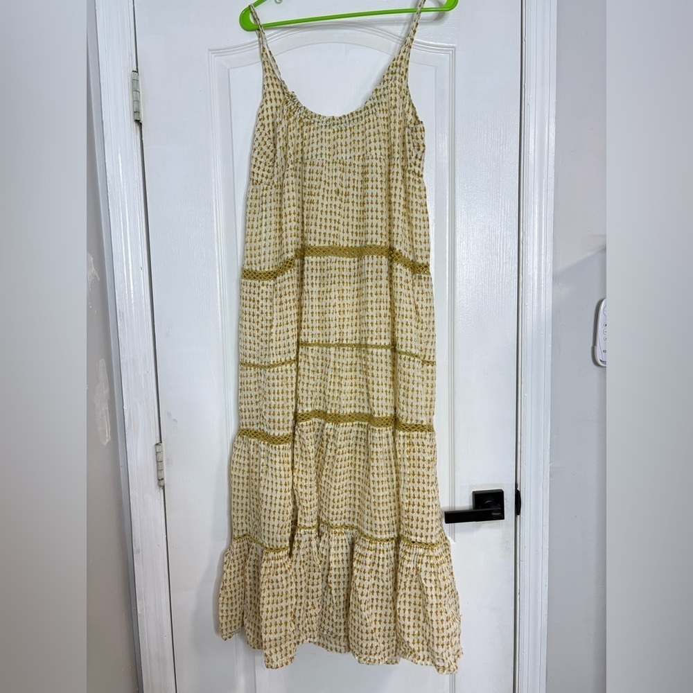 Free People Midnight Dance Maxi Dress Tiered Sleeveless Peasant Pullover S Tan - Picture 5 of 6